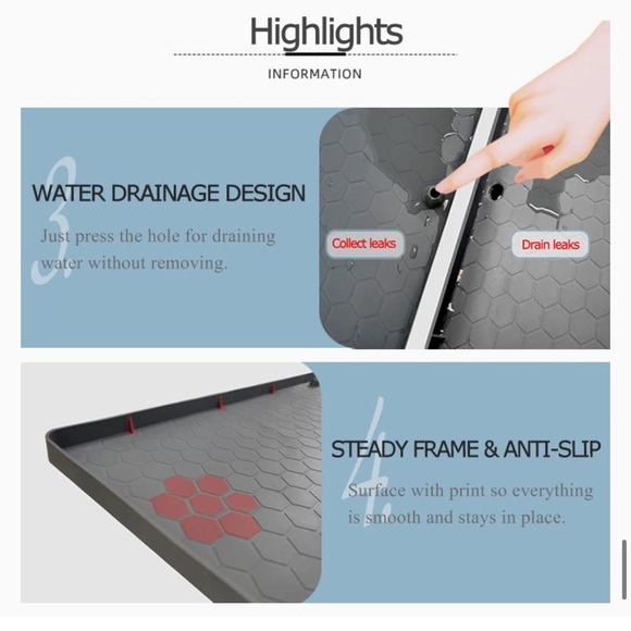 Under Sink rubber Mat for Kitchen Cabinet - 34 x 22 Inch - Picture 7 of 11